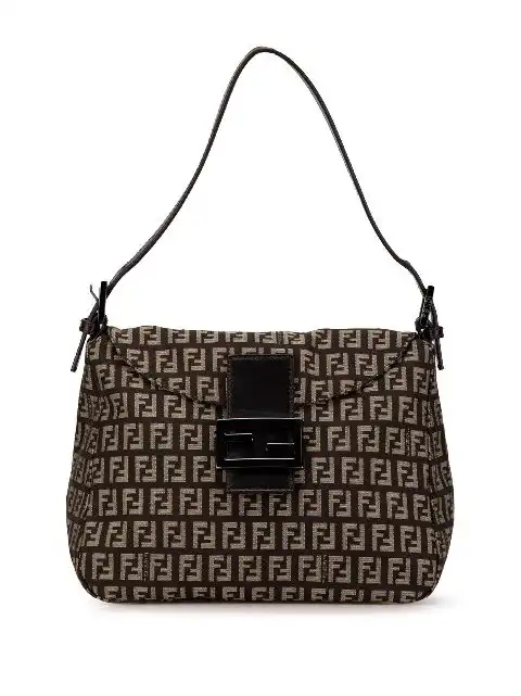 Fendi 2000-2010 Zucchino Canvas Double Flap Mamma shoulder bag