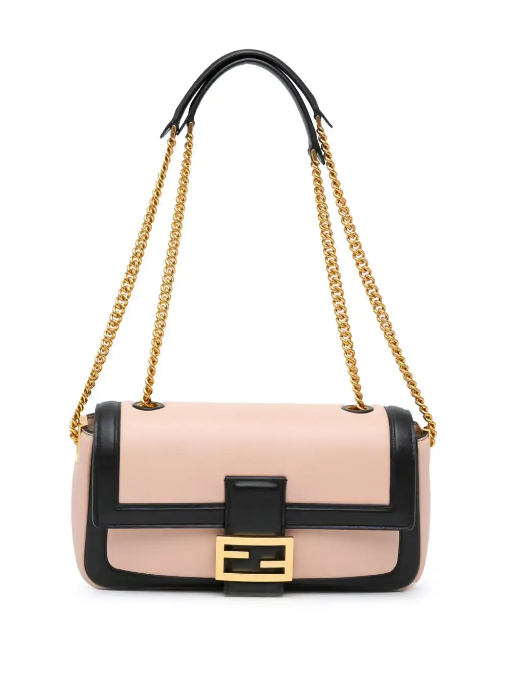 Affordable Fendi 2010-2023 Bicolor Leather Chain Midi baguette shoulder bag