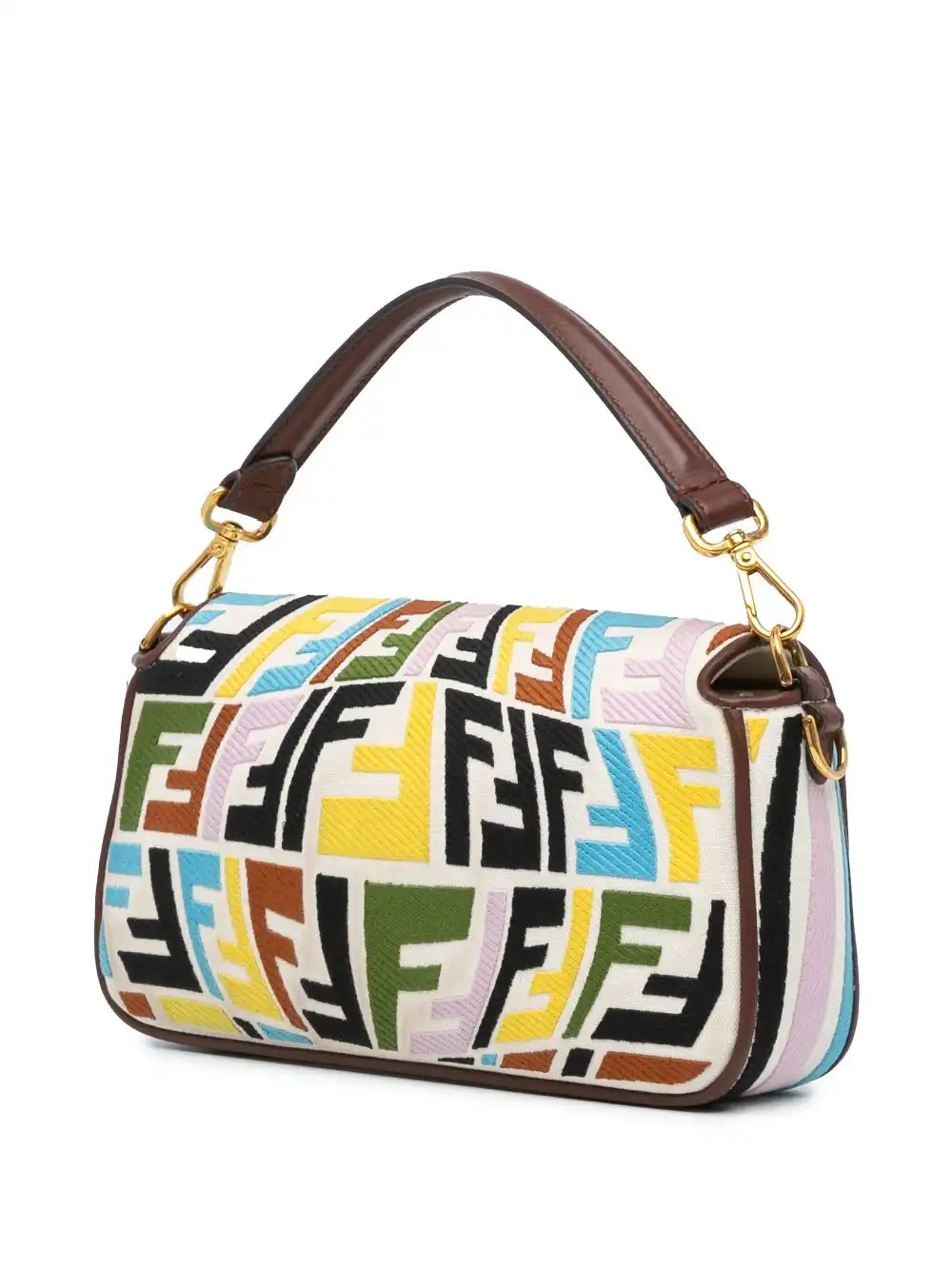 Affordable Fendi 2021 Sara Coleman Vitello King Seta FF Canvas Fish Eye Embroidered Bagbaguette satchel