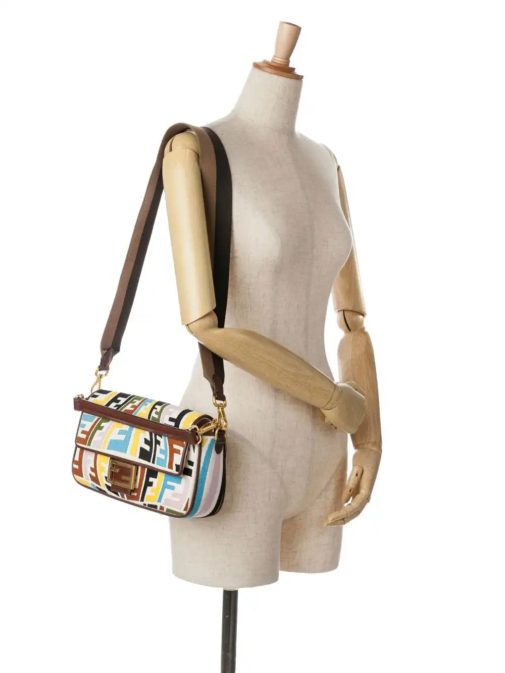 Affordable Fendi 2021 Sara Coleman Vitello King Seta FF Canvas Fish Eye Embroidered Bagbaguette satchel