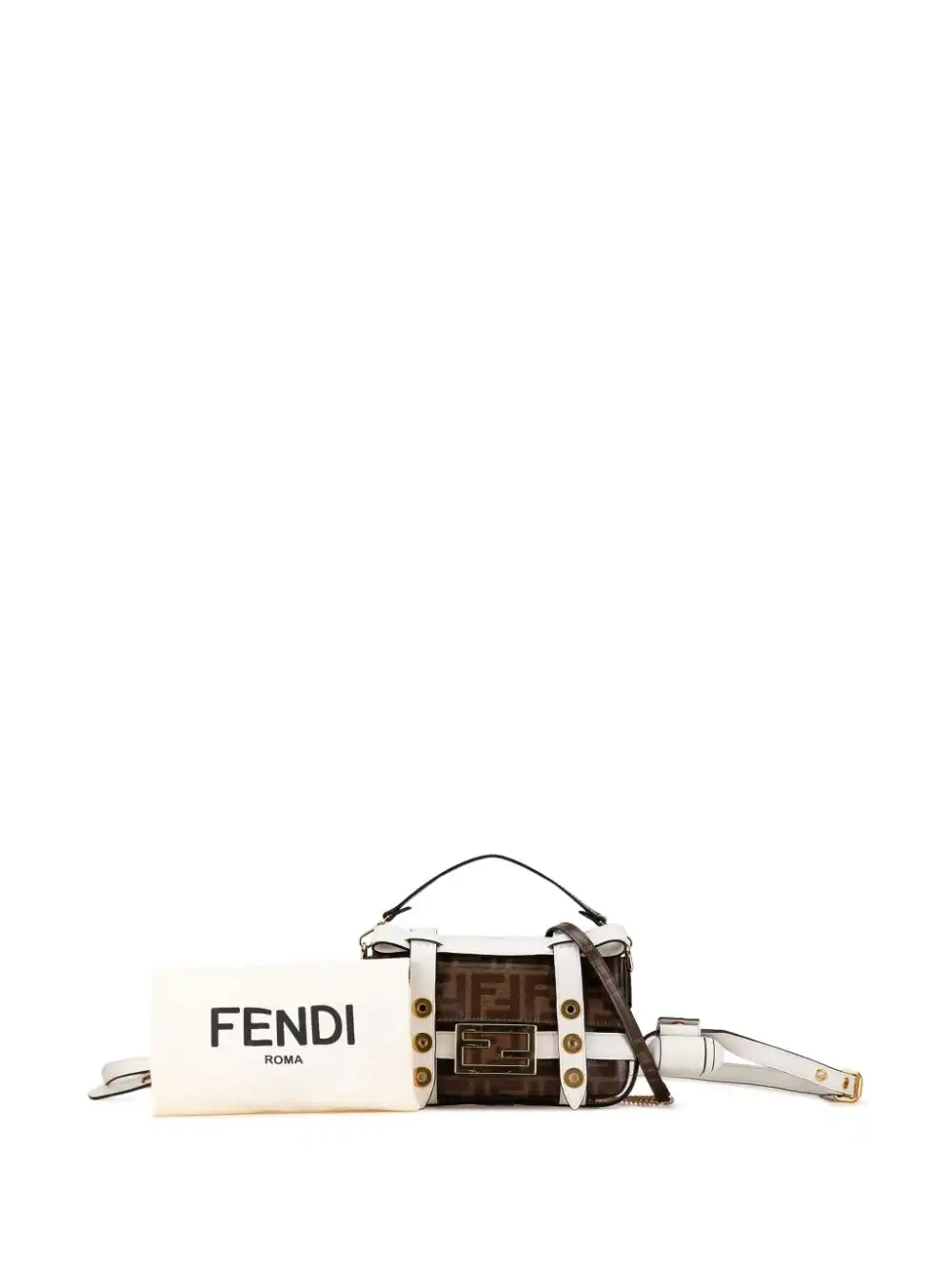 Cheap Fendi 2019-2023 Mini Zucca Glazed Fabric Cage Bagbaguette satchel