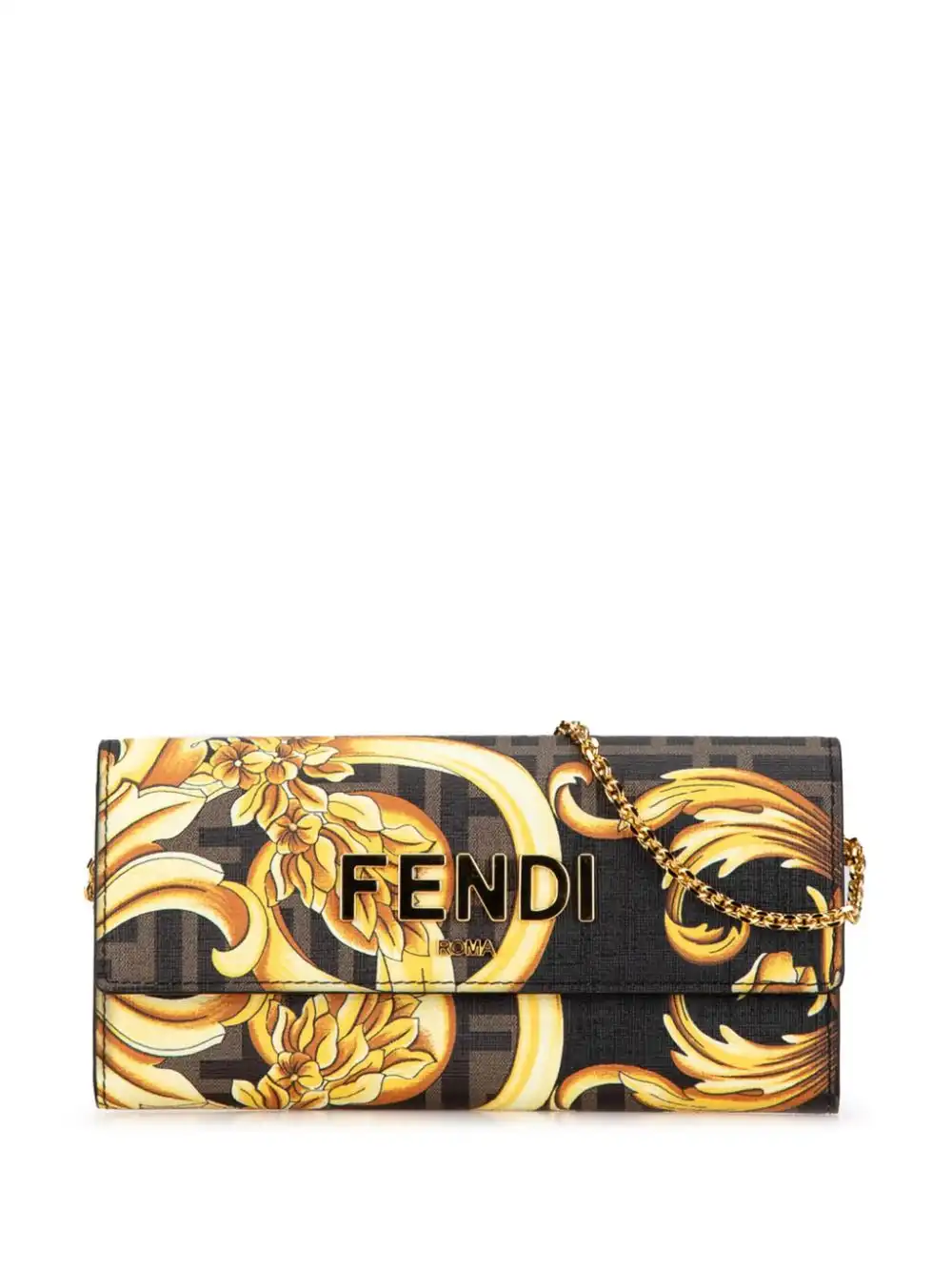 Affordable Fendi 2010-2023 Versace Fendace Coated Canvas FF Baroque Print Wallet On Chain crossbody bag