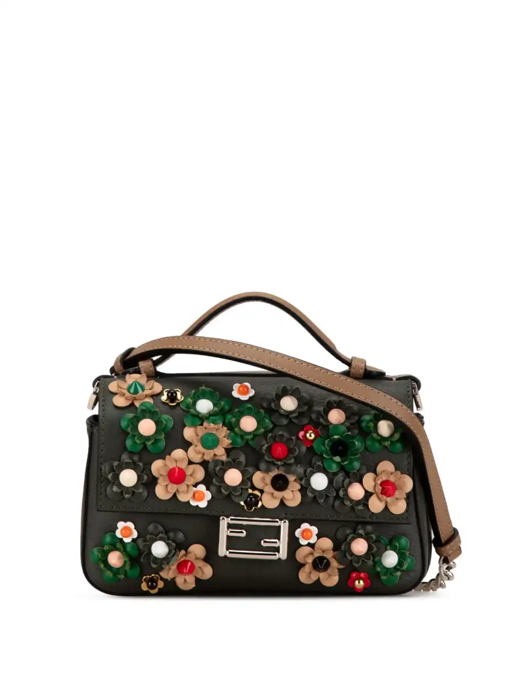 Affordable Fendi 2010-2023 Micro Leather Flowerland Double Bagbaguette satchel