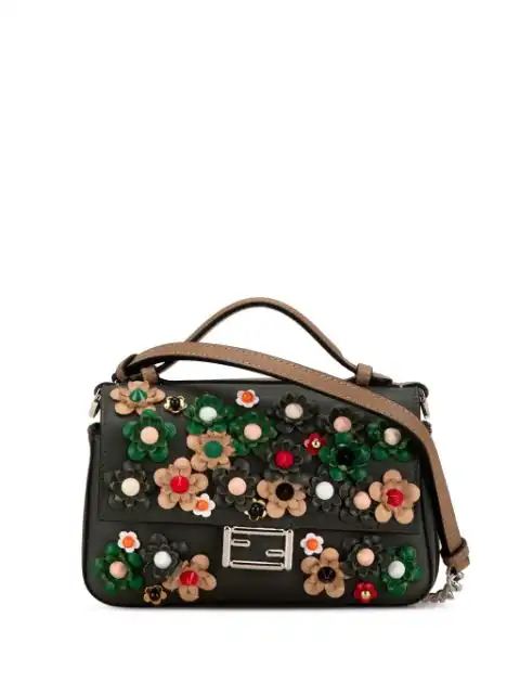 Fendi 2010-2023 Micro Leather Flowerland Double Bagbaguette satchel