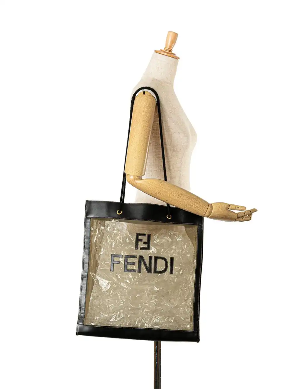 Affordable Fendi 2000-2010 Leather-Trimmed Mesh Logo tote bag