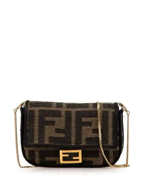 Cheap Fendi 2010-2023 Nano Zucca Canvas baguette Charm crossbody bag