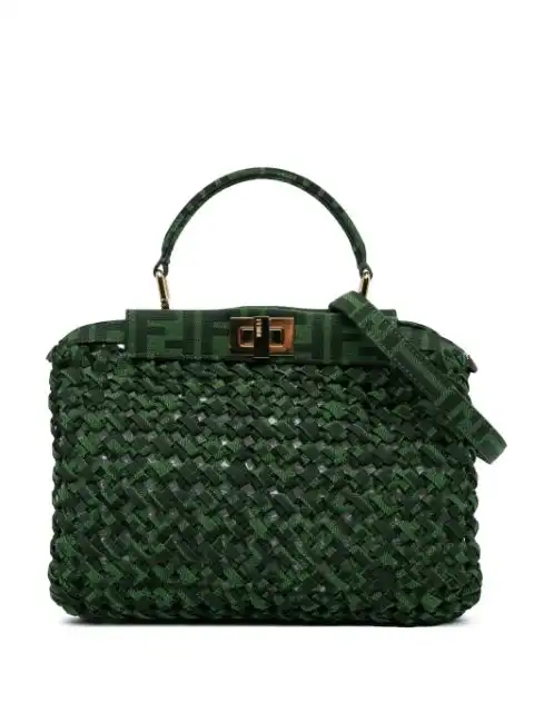 Fendi 2010-2024 Mini Zucca Interlaced Canvas Iconic Peekaboo satchel