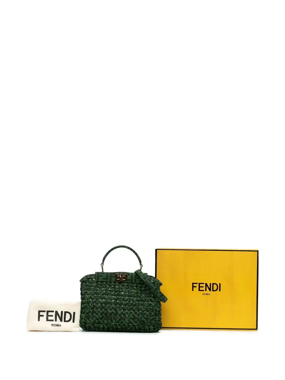 Cheap Fendi 2010-2024 Mini Zucca Interlaced Canvas Iconic Peekaboo satchel