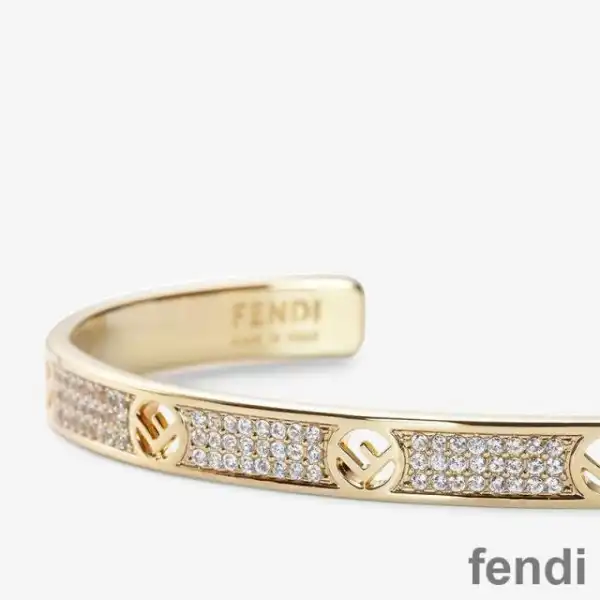 Cheap F Is Fendi Bangle Bracelet In Metal with Crystals Gold