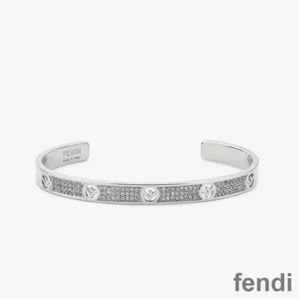 Affordable F Is Fendi Bangle Bracelet In Metal with Crystals Palladium