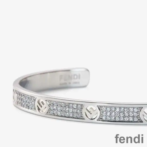 Affordable F Is Fendi Bangle Bracelet In Metal with Crystals Palladium