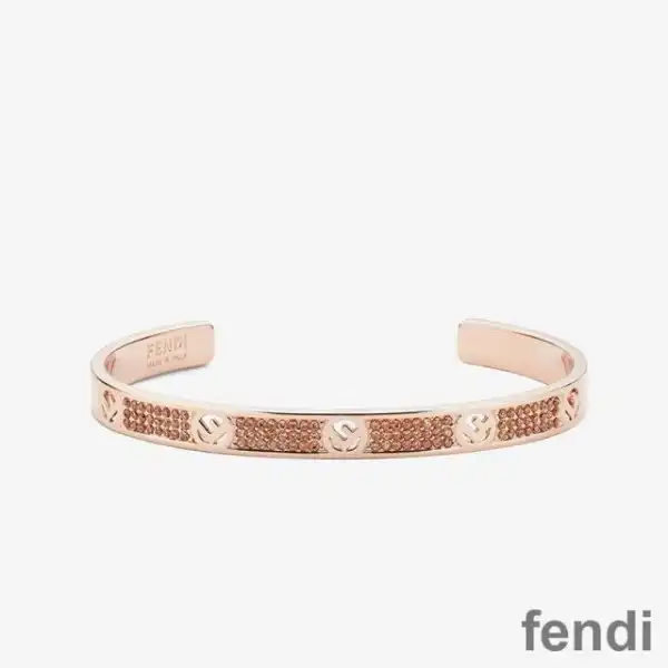 Cheap F Is Fendi Bangle Bracelet In Metal with Crystals Rose Gold