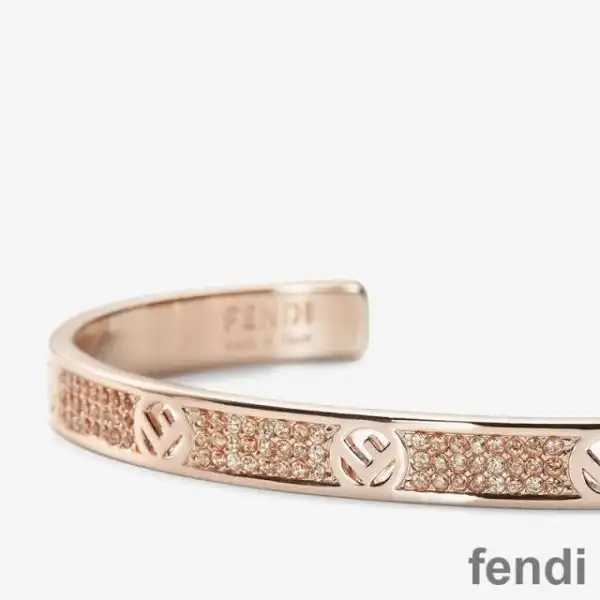 Cheap F Is Fendi Bangle Bracelet In Metal with Crystals Rose Gold