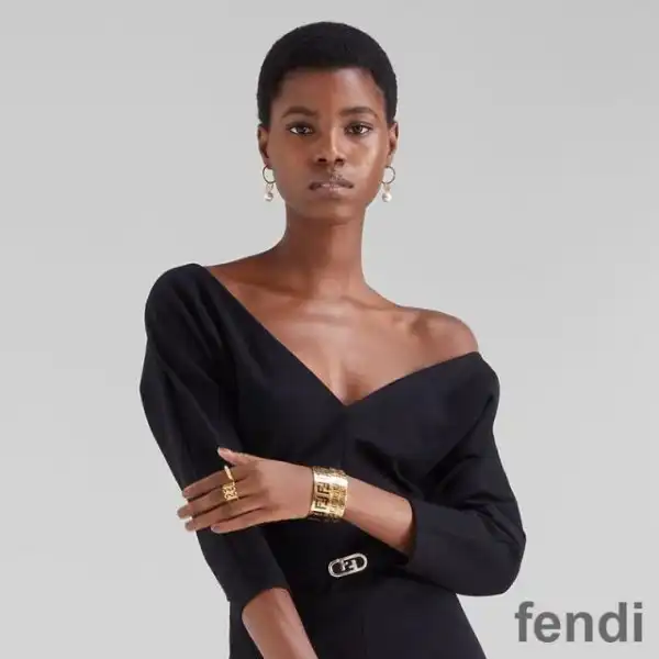 Affordable F Is Fendi Hoop Earrings In Metal with Pearls Gold