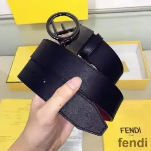 F is Fendi Buckle Reversible Belt In Calf Leather Black Red