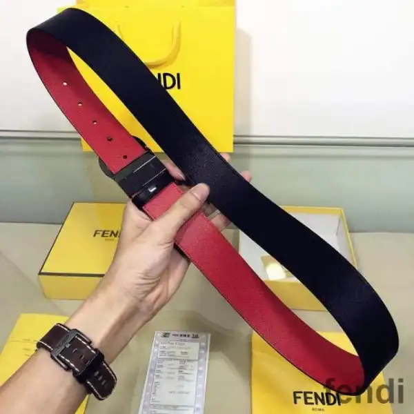 Affordable F is Fendi Buckle Reversible Belt In Calf Leather Black Red