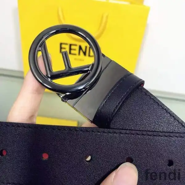 Affordable F is Fendi Buckle Reversible Belt In Calf Leather Black Red