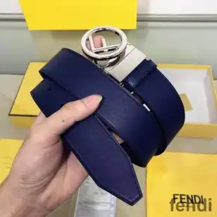 F is Fendi Buckle Reversible Belt In Calf Leather Navy Blue Black