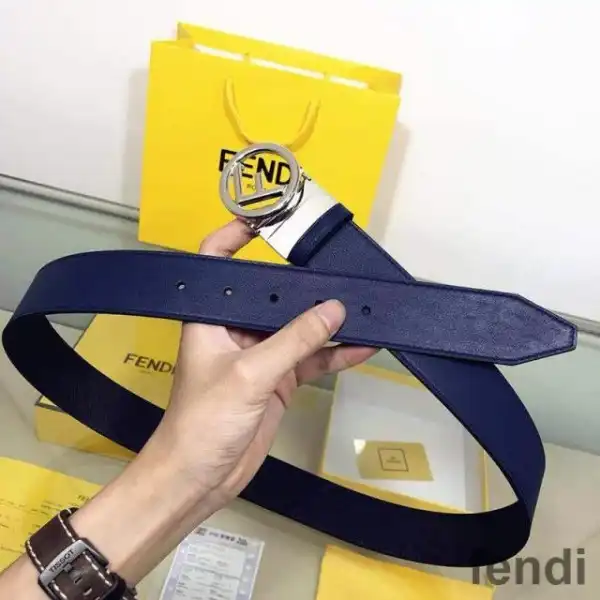 Affordable F is Fendi Buckle Reversible Belt In Calf Leather Navy Blue Black