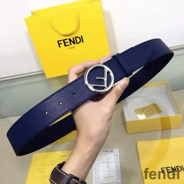 Affordable F is Fendi Buckle Reversible Belt In Calf Leather Navy Blue Black