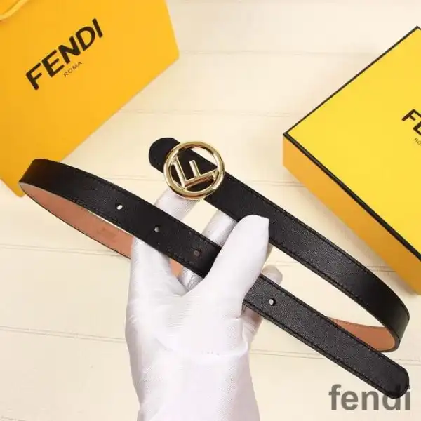 Affordable F is Fendi Buckle Slim Belt In Calf Leather Black Gold