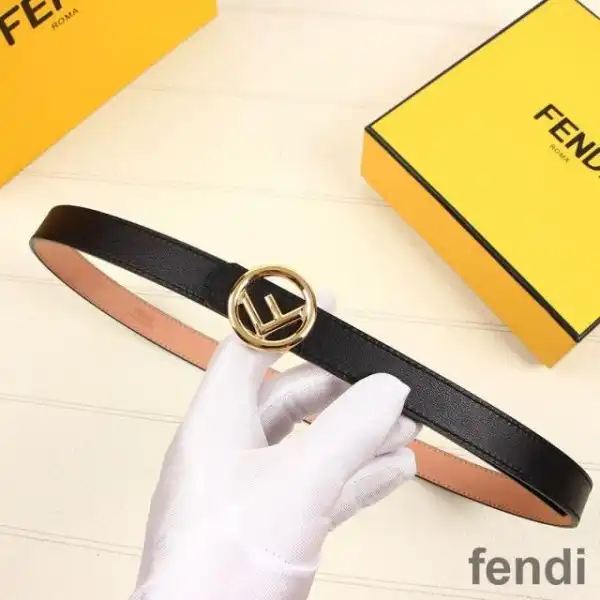 Affordable F is Fendi Buckle Slim Belt In Calf Leather Black Gold