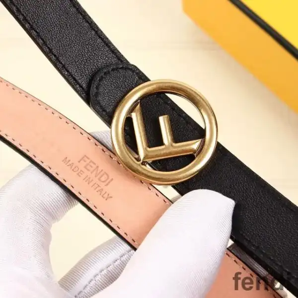 Affordable F is Fendi Buckle Slim Belt In Calf Leather Black Gold