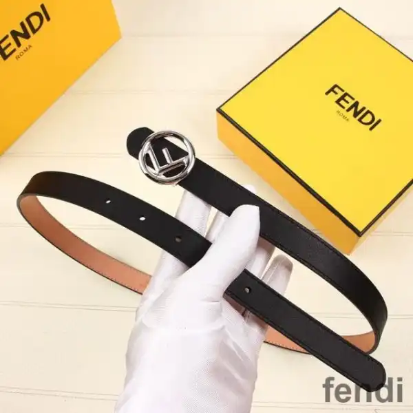 Affordable F is Fendi Buckle Slim Belt In Calf Leather Black Silver