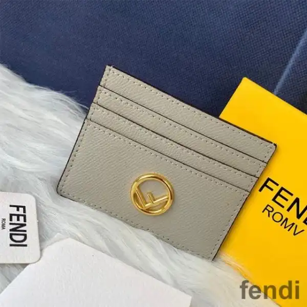 Affordable F is Fendi Card Holder In Calf Leather Grey