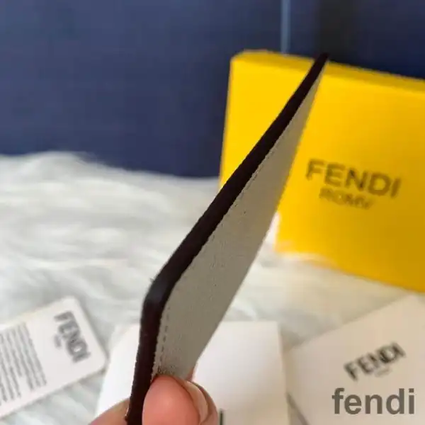 Affordable F is Fendi Card Holder In Calf Leather Grey