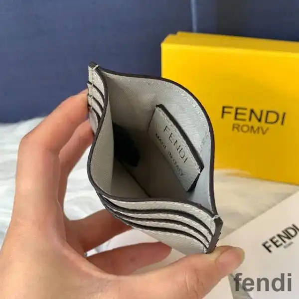 Affordable F is Fendi Card Holder In Calf Leather Grey