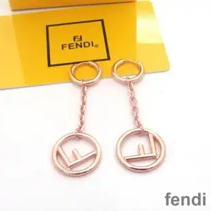 F is Fendi Chain Pendant Earrings In Metal Rose Gold