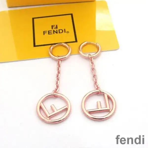 Affordable F is Fendi Chain Pendant Earrings In Metal Rose Gold