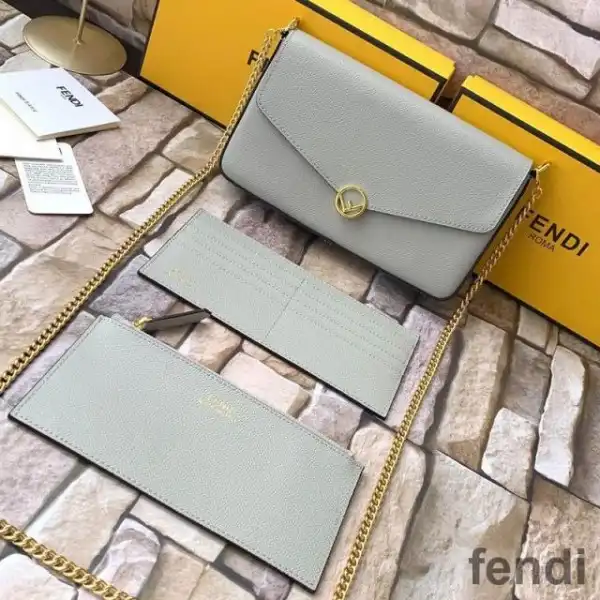 Affordable F is Fendi Chain Pouch In Calf Leather Grey