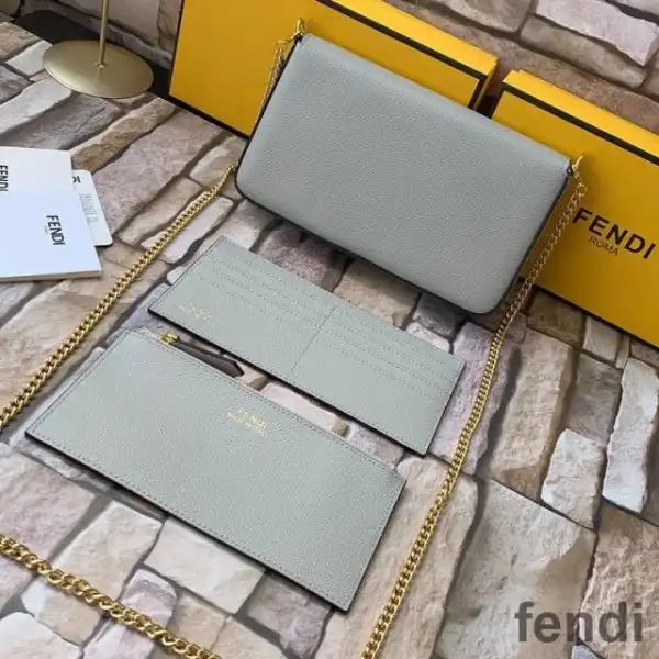 Affordable F is Fendi Chain Pouch In Calf Leather Grey