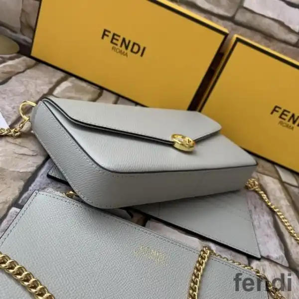 Affordable F is Fendi Chain Pouch In Calf Leather Grey