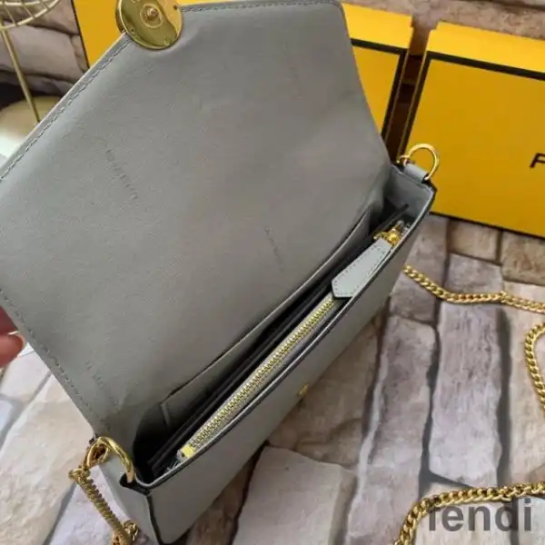 Affordable F is Fendi Chain Pouch In Calf Leather Grey