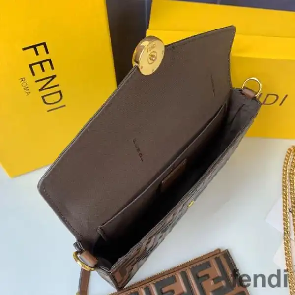 Affordable F is Fendi Chain Pouch In FF Motif Nappa Leather Brown Black