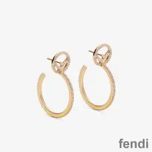 Cheap F is Fendi Circular Earrings In Crystals Metal Gold