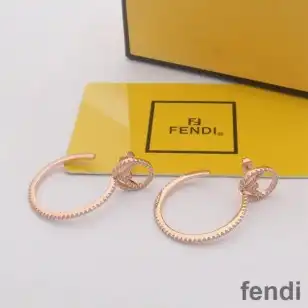 Cheap F is Fendi Circular Earrings In Crystals Metal Rose Gold