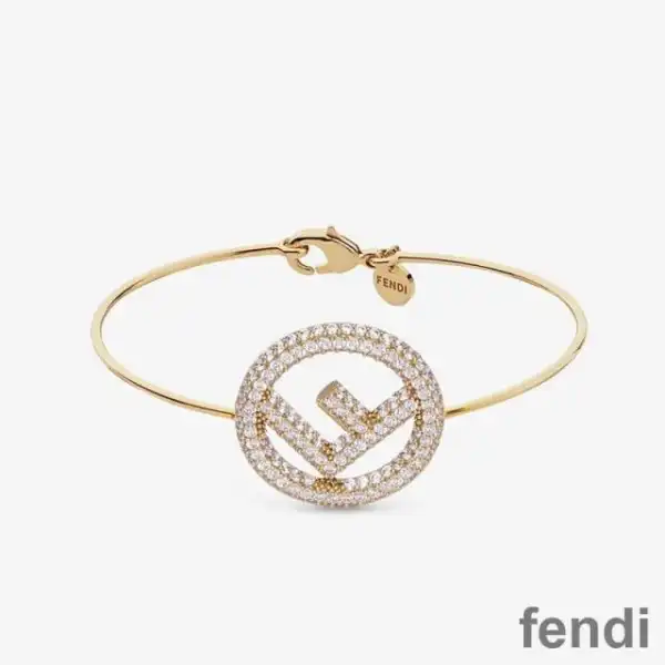 Cheap F is Fendi Clip Bracelet In Crystal Metal Gold