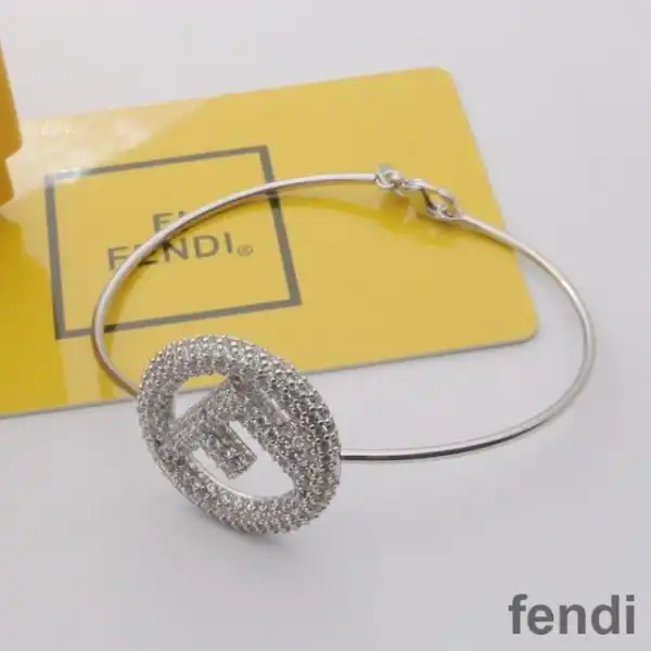 Affordable F is Fendi Clip Bracelet In Crystal Metal Palladium