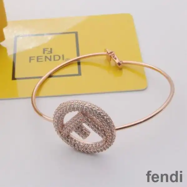 Cheap F is Fendi Clip Bracelet In Crystal Metal Rose Gold