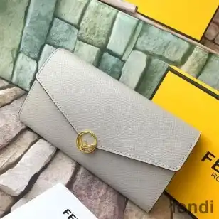 F is Fendi Continental Wallet In Calf Leather Grey