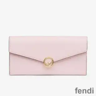 F is Fendi Continental Wallet In Calf Leather Pink