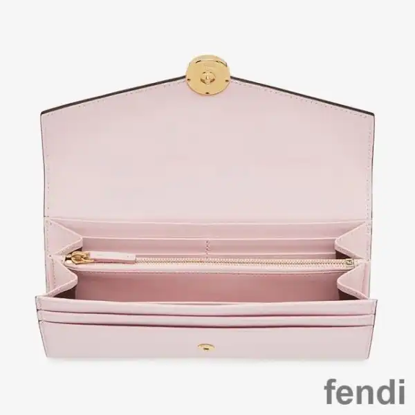 Cheap F is Fendi Continental Wallet In Calf Leather Pink