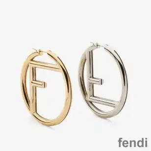 F is Fendi Hoop Earrings In Metal Gold Palladium