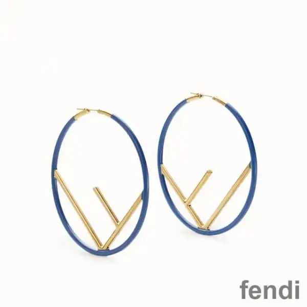 Affordable F is Fendi Large Hoop Earrings In Enameled Metal Blue