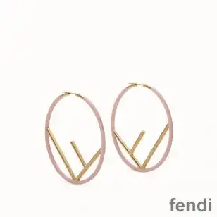 F is Fendi Large Hoop Earrings In Enameled Metal Pink