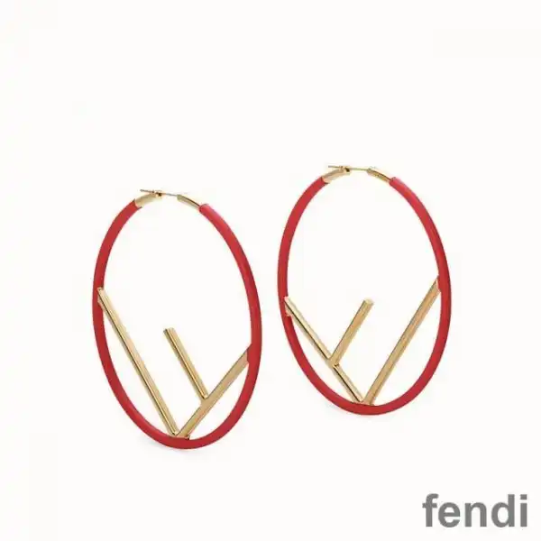 Affordable F is Fendi Large Hoop Earrings In Enameled Metal Red